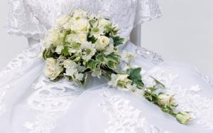 Wedding, Love, Romance, Flowers, Marriage, Bride, Wedding Dress, Photography, Depth Of Field wallpaper thumb