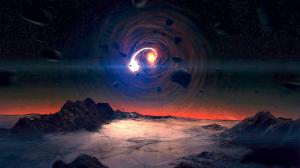 Black Hole Debris Alien Landscape Stars HD wallpaper thumb