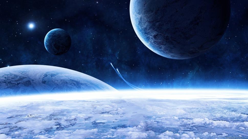 Blue Planets in the Space wallpaper,Space HD wallpaper,1920x1080 wallpaper