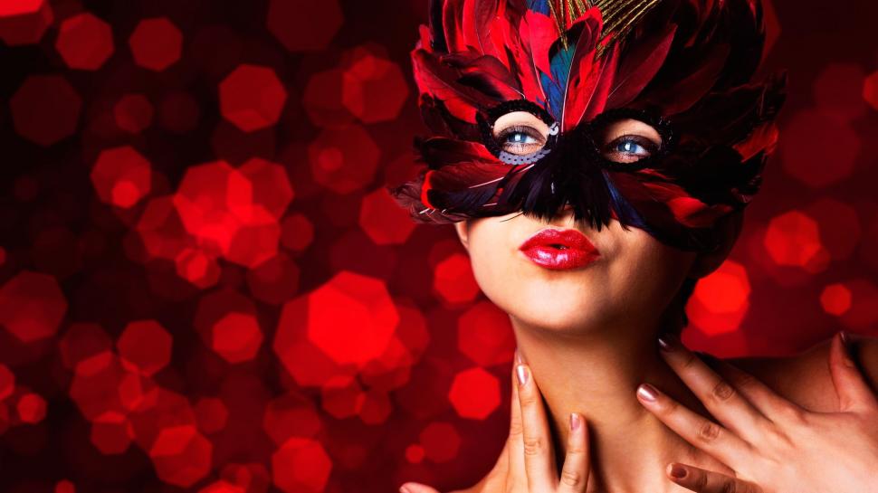 Masquerade, mask, feathers, make-up girl, red lip wallpaper,Masquerade HD wallpaper,Mask HD wallpaper,Feathers HD wallpaper,Make HD wallpaper,Up HD wallpaper,Girl HD wallpaper,Red HD wallpaper,Lip HD wallpaper,1920x1080 wallpaper