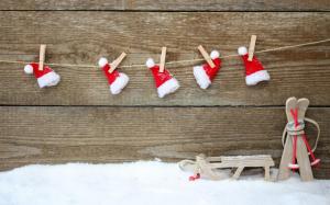New Year Christmas Snow Sleds Skis Hats Red Toys wallpaper thumb