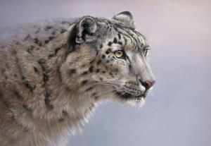 Big Cats Snow Leopards Painting Art Glance wide Mobile wallpaper thumb