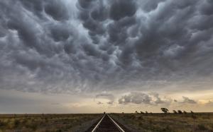 Railroad Rails Clouds HD wallpaper thumb