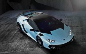 Lamborghini light blue supercar top view wallpaper thumb