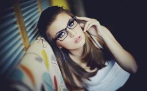 Woman, Face, Glasses, Couch wallpaper thumb