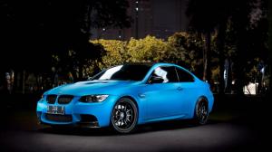 BMW, M3, blue BMW car, tuning, night, city desktop wallpaper thumb