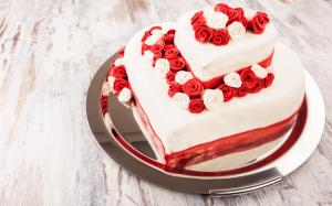 Sweet cake, dessert, roses, love hearts wallpaper thumb