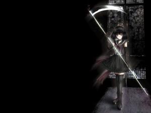 Dark Anime, Girl, Short Hair, Dark Background, Weapon wallpaper thumb