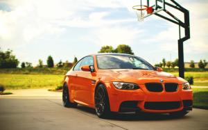 BMW M3 E92 orange car, basketball court wallpaper thumb