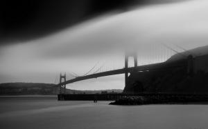 Golden Gate Bridge Bridge San Francisco BW Ocean Fogs Mist HD wallpaper thumb