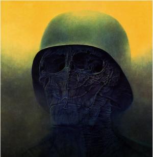 Zdzisław Beksiński, Artwork, Dark, Ghost, Skeletons, Helmet wallpaper thumb