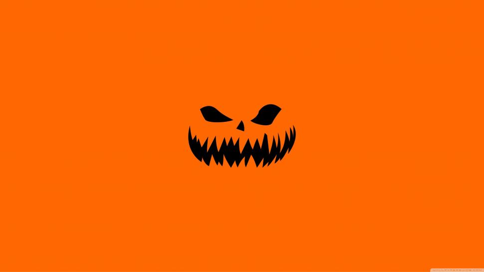 Scary Halloween Face on Orange Background wallpaper,Halloween HD wallpaper,3554x1999 wallpaper