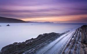 Spain beach rocks, bay, sunset wallpaper thumb