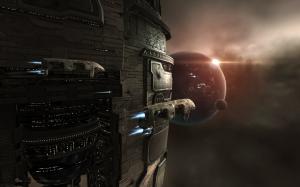 Eve Online Spaceships Planet Starlight HD wallpaper thumb