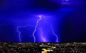 Lightning, Storm, Nature, Landscape, Blue wallpaper thumb
