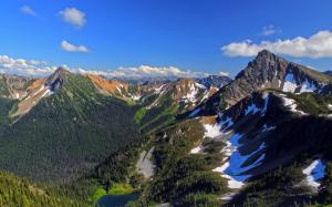 USA, mountains, lake, trees, snow, sky wallpaper thumb