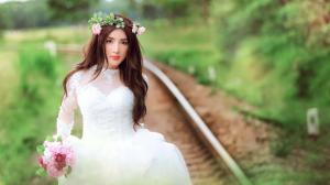 Beautiful bride, white dress girl wallpaper thumb