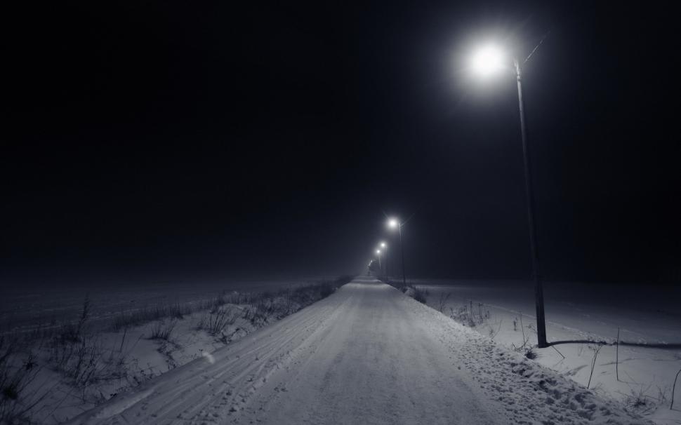 Empty Snowy Road At Night wallpaper,Winter HD wallpaper,2560x1600 wallpaper