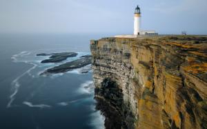 Lighthouse Cliff Ocean Rock Stone HD wallpaper thumb