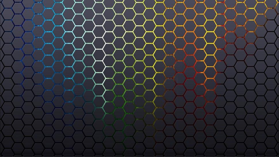 Hexagon Honeycomb HD wallpaper,colors HD wallpaper,grey HD wallpaper,hexagon HD wallpaper,honeycomb HD wallpaper,rainbow HD wallpaper,1920x1080 wallpaper