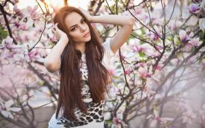 Woman, Cherry Blossom, Flowers, Spring wallpaper thumb