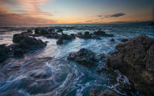 Hawaii scenery, sea, rocks, sunset wallpaper thumb