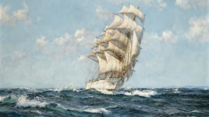 Schooner Ship Sail Ship Ocean Painting HD wallpaper thumb