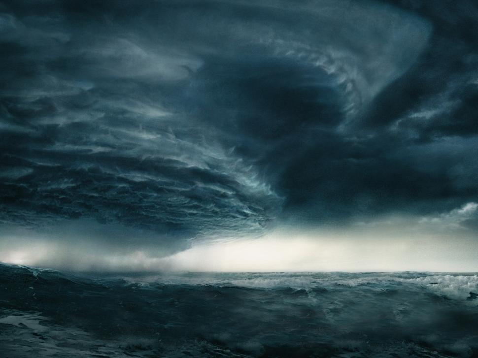 Storm Clouds Ocean Supercell Rain HD wallpaper,nature wallpaper,ocean wallpaper,clouds wallpaper,rain wallpaper,storm wallpaper,supercell wallpaper,1600x1200 wallpaper