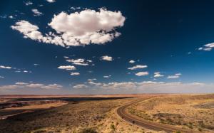 Road Clouds Desert Landscape HD wallpaper thumb