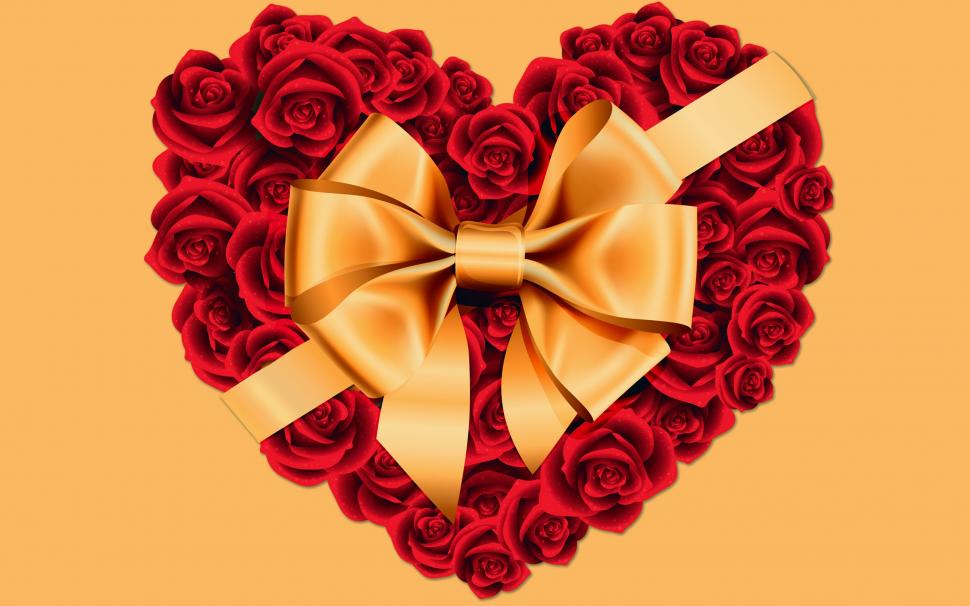 Large Rose Heart with Gold Bow wallpaper,love HD wallpaper,heart HD wallpaper,flower HD wallpaper,Love HD wallpaper,2560x1600 wallpaper