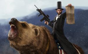 abraham lincoln riding a grizzly wallpaper thumb