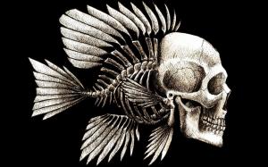 Fish Skull Abstract Black HD wallpaper thumb