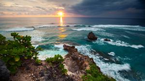Indonesia, Bali island, tropical nature scenery, sea, waves, sunset wallpaper thumb