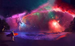Andromeda galaxy astronaut art wallpaper thumb