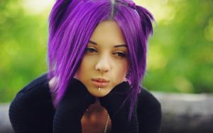 Lonely purple hair girl wallpaper thumb