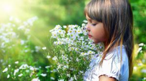 Cute Child Flowers  High Res. wallpaper thumb