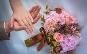 Bouquet flowers, roses, wedding, love, hand wallpaper thumb