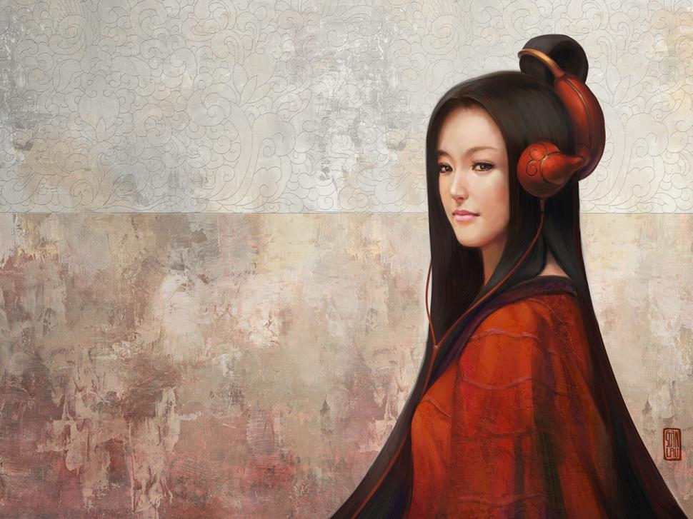 Asian Girl, Painting, Artwork wallpaper,asian girl wallpaper,painting wallpaper,artwork wallpaper,1280x960 wallpaper