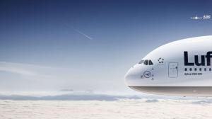 Airbus A380 Lufthansa Clouds HD wallpaper thumb