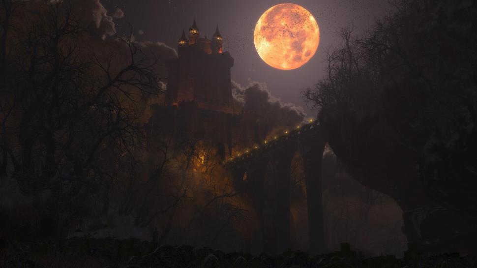 Fright Night At The Castle wallpaper,nature HD wallpaper,halloween HD wallpaper,castles HD wallpaper,night HD wallpaper,nature & landscapes HD wallpaper,1920x1080 wallpaper