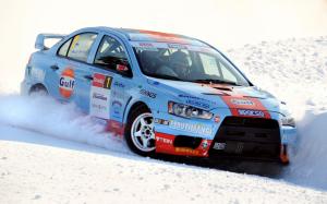Mitsubishi Lancer Evolution Evo Snow Rally HD wallpaper thumb