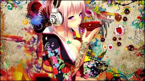 anime girls, headphones, colorful, short hair, japanese girl wallpaper thumb
