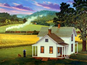 country railroad barn Clouds cornfield dog farmhouse fields flowers hanging plant house man pastures HD wallpaper thumb