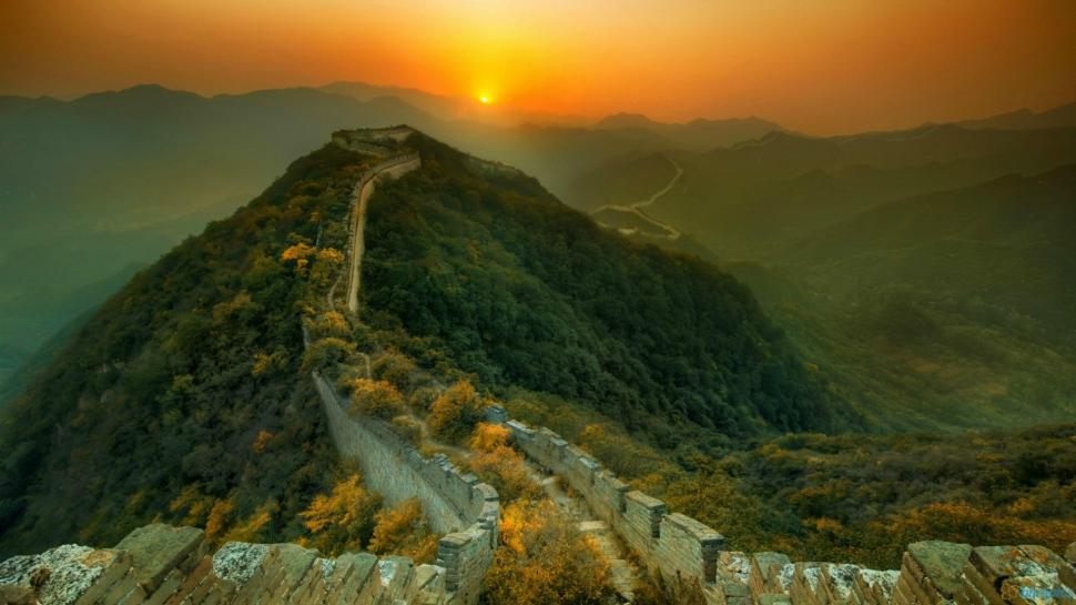 Great Wall Of China Sunset wallpaper,walls HD wallpaper,sunsets HD wallpaper,mountains HD wallpaper,nature HD wallpaper,nature & landscapes HD wallpaper,1920x1080 wallpaper
