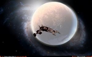 Mass Effect Normandy Spaceship Planet HD wallpaper thumb