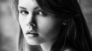 Women, Model, Anastasia Scheglova, Monochrome, Face wallpaper thumb