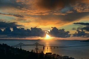 Clouds Sunset Sun Bay Bridge High Resolution Pictures wallpaper thumb