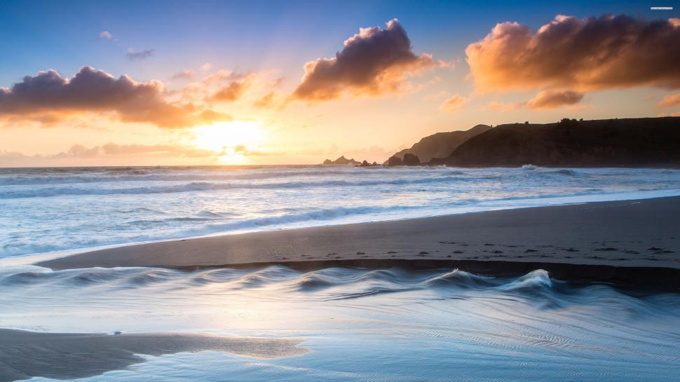 Peaceful Beach at Sunset wallpaper,Scenery HD wallpaper,3840x2160 wallpaper