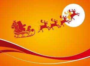 santa claus, reindeer, moon, christmas, holiday wallpaper thumb