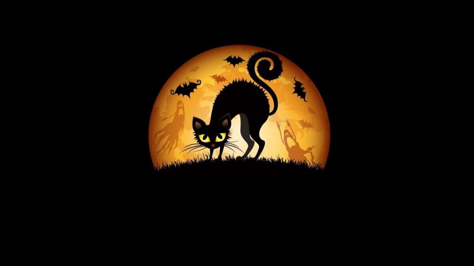 Halloween Kitty (meaww) wallpaper,black HD wallpaper,kitty HD wallpaper,halloween HD wallpaper,1080p HD wallpaper,moon HD wallpaper,dark HD wallpaper,holiday HD wallpaper,3d & abstract HD wallpaper,1920x1080 wallpaper